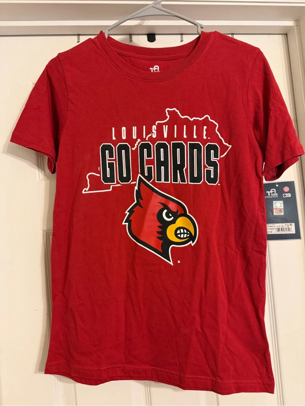 NWT Louisville Cardinals Red T-Shirt. Size: L 12/14.